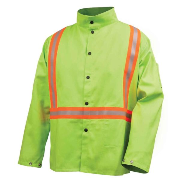 Welding Jacket With FR Triple Trim Tape, Lime